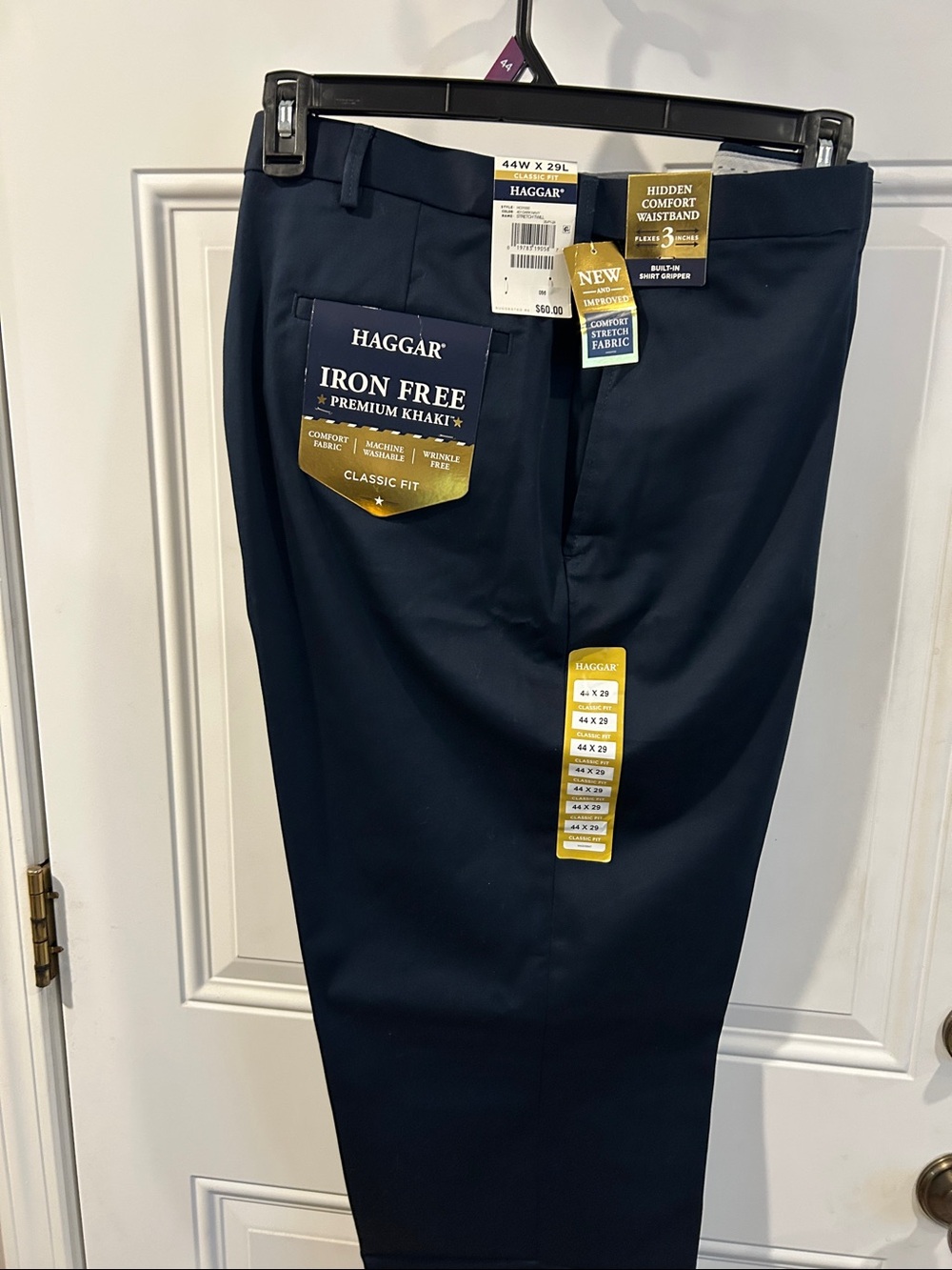NEW w/ Tags!! Haggar Iron Free Premium Khaki Pants - Navy 44” x 29”